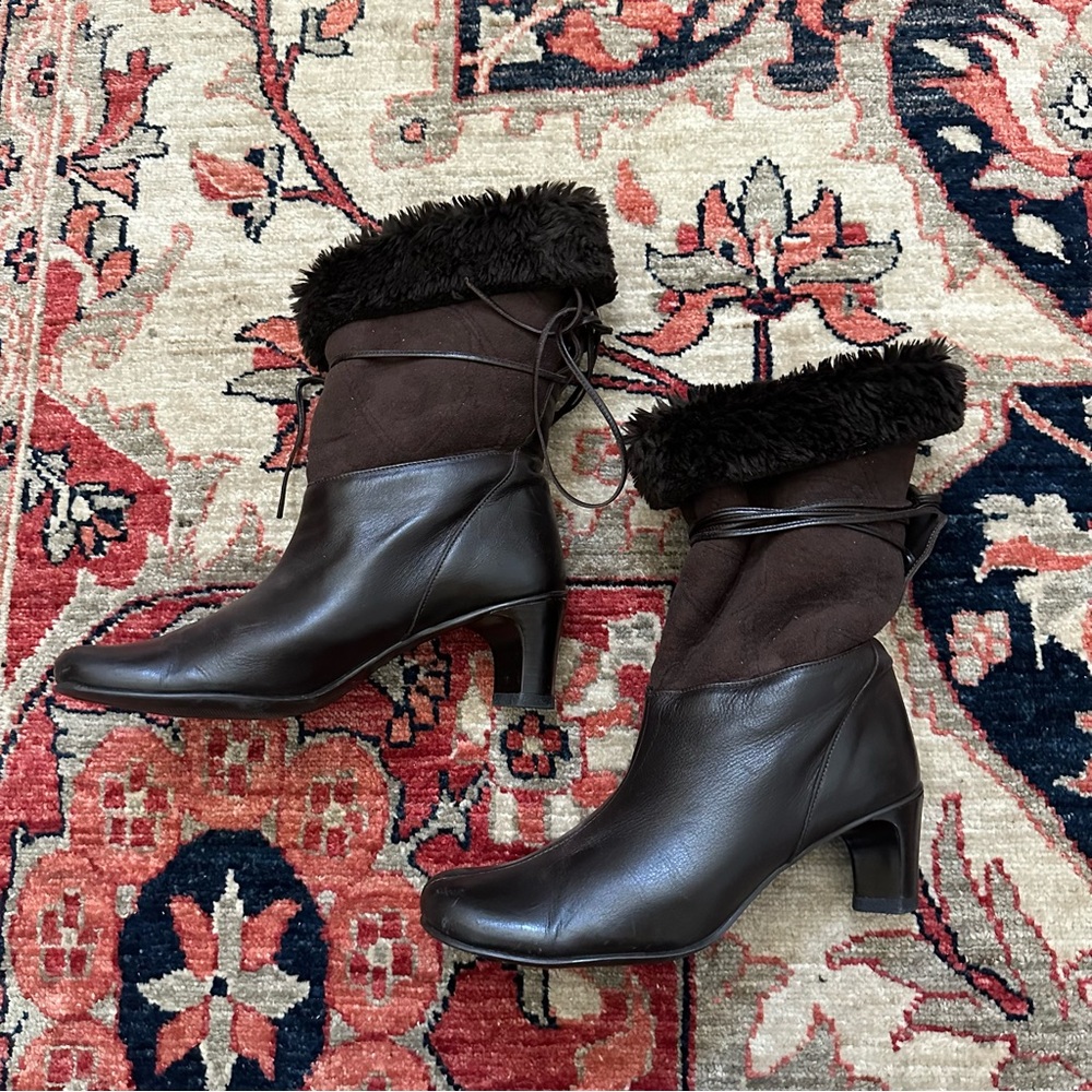Santana Canada Dark Brown Fur-Trim Waterproof Leather Winter Boots